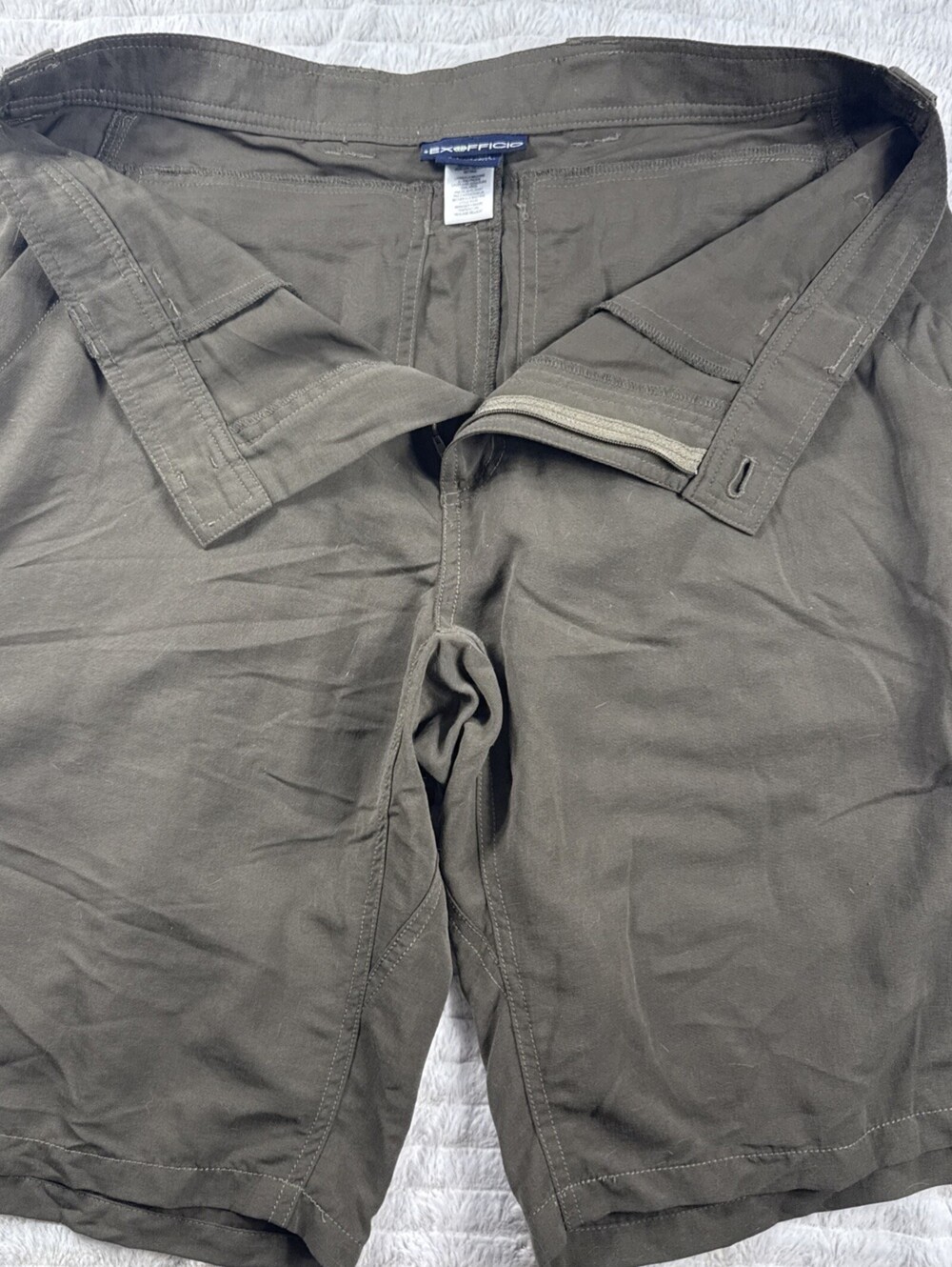 ExOfficio Men 34x10” Brown/Green Nylon Cargo Hiking Shorts Lightweight Quick Dry